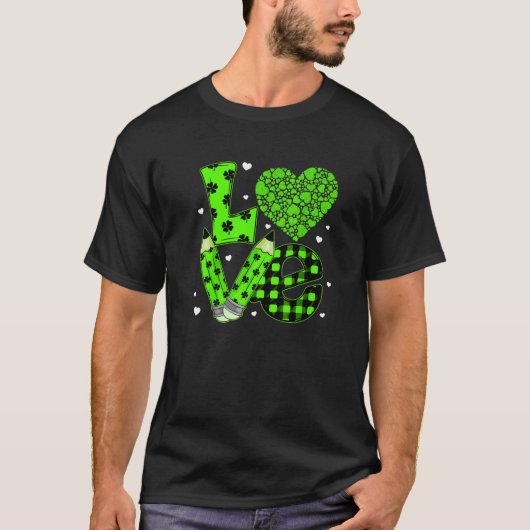 Funny Pset Heart LOVE St Patrick's Day T-shirt (Voorkant)