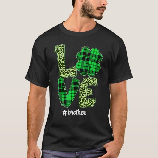 Funny Pset Shamrock Love Brother Leopard St Patri T-shirt (Voorkant)