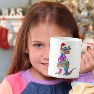 Funny Psychedelic Tyrannosaurus Rex Santa Dinosaur Koffiemok