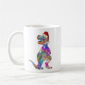 Funny Psychedelic Tyrannosaurus Rex Santa Dinosaur Koffiemok (Links)