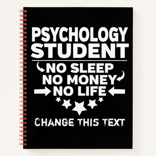 Funny Psychology College Student geen leven of gel Notitieboek (Voorkant)