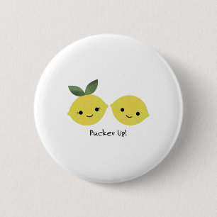 Funny Pucker Up Lemons Ronde Button 5,7 Cm