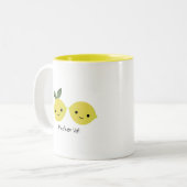Funny Pucker Up Lemons Tweekleurige Koffiemok (Voorkant links)