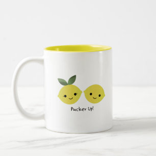 Funny Pucker Up Lemons Tweekleurige Koffiemok