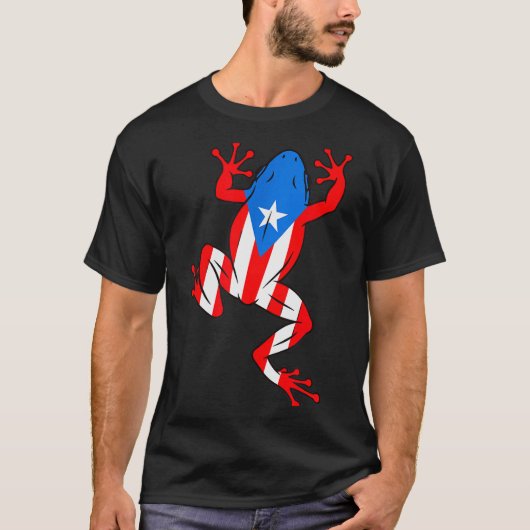 Funny Puerto Rico Coqui Frog Puerto Rican Flag Bor T-shirt (Voorkant)
