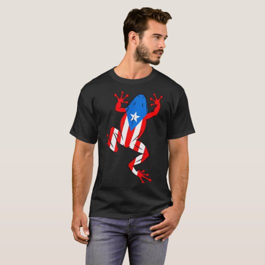 Funny Puerto Rico Coqui Frog Puerto Rican Flag Bor T-shirt (Voorkant volledig)