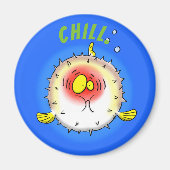 Funny puffe fish cartoon magnet (Voorkant)