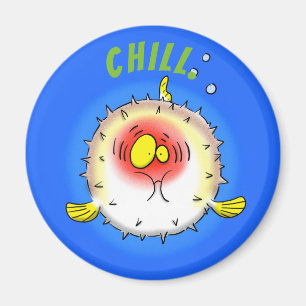 Funny puffe fish cartoon magnet