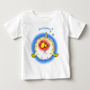 Funny puffer fish porcupine fish cartoon