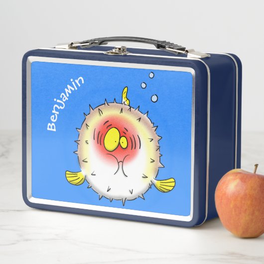 Funny puffer fish porcupine fish cartoon (In situ)