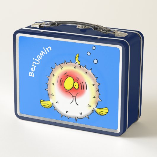 Funny puffer fish porcupine fish cartoon (Achterkant)