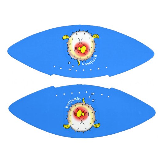 Funny puffer fish porcupine fish cartoon american football (Panelen)