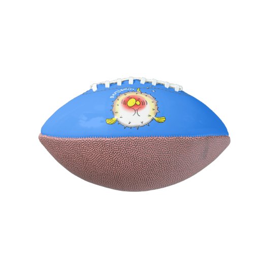 Funny puffer fish porcupine fish cartoon american football (Gedraaid 90)