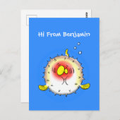 Funny puffer fish porcupine fish cartoon briefkaart (Voorkant / Achterkant)