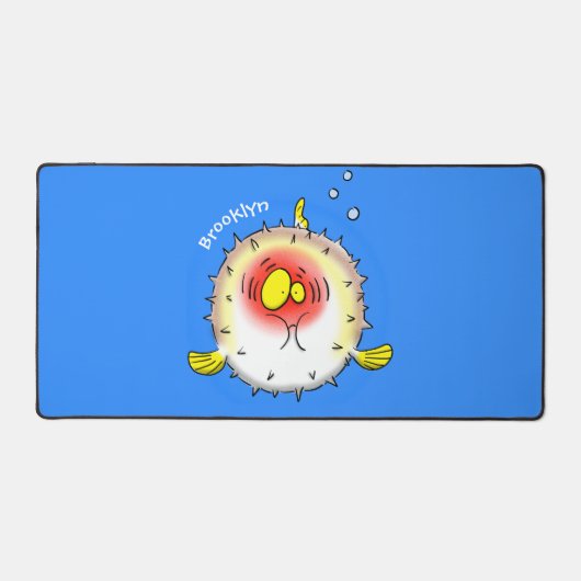 Funny puffer fish porcupine fish cartoon bureaumat (Voorkant)