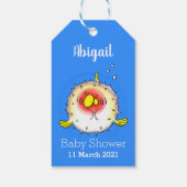 Funny puffer fish porcupine fish cartoon cadeaulabel (Achterkant)