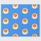 Funny puffer fish porcupine fish cartoon cadeaupapier (Vlak)