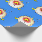 Funny puffer fish porcupine fish cartoon cadeaupapier (Hoek)
