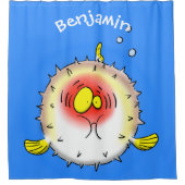 Funny puffer fish porcupine fish cartoon douchegordijn (Voorkant)