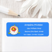 Funny puffer fish porcupine fish cartoon etiket (Insitu)