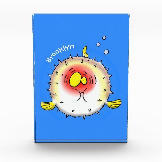 Funny puffer fish porcupine fish cartoon fotoblokken (Voorkant)