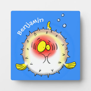 Funny puffer fish porcupine fish cartoon fotoplaat