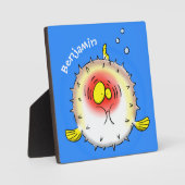 Funny puffer fish porcupine fish cartoon fotoplaat (Voorkant)