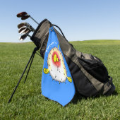 Funny puffer fish porcupine fish cartoon golfhanddoek (Groen)