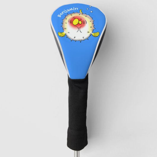 Funny puffer fish porcupine fish cartoon golfheadcover (Voorkant)