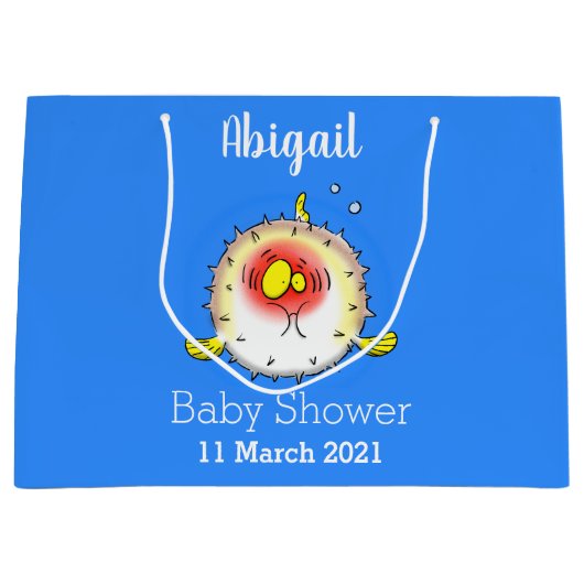 Funny puffer fish porcupine fish cartoon groot cadeauzakje (Voorkant)