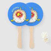 Funny puffer fish porcupine fish cartoon handwaaier (Voorkant en achterkant)