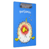 Funny puffer fish porcupine fish cartoon klembord (Rechts)