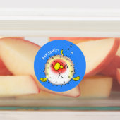 Funny puffer fish porcupine fish cartoon labels (Aangebracht)