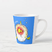 Funny puffer fish porcupine fish cartoon latte mok (Rechts)