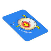 Funny puffer fish porcupine fish cartoon magneet (Rechterzijde)