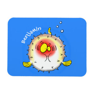 Funny puffer fish porcupine fish cartoon magneet