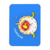 Funny puffer fish porcupine fish cartoon magneet (Verticaal)