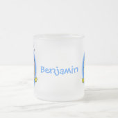 Funny puffer fish porcupine fish cartoon matglas koffiemok (Center)