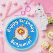 Funny puffer fish porcupine fish cartoon papieren bordje (Feest)