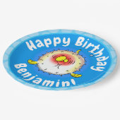 Funny puffer fish porcupine fish cartoon papieren bordje (Gekanteld)