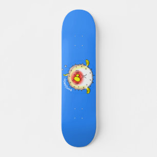 Funny puffer fish porcupine fish cartoon persoonlijk skateboard