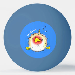Funny puffer fish porcupine fish cartoon pingpongbal