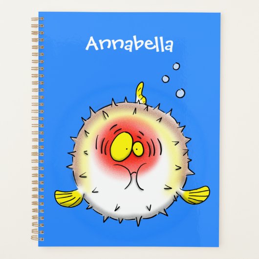 Funny puffer fish porcupine fish cartoon planner (Voorkant)
