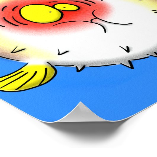 Funny puffer fish porcupine fish cartoon poster (Hoek)