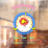 Funny puffer fish porcupine fish cartoon raamsticker (Vel 2)