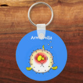 Funny puffer fish porcupine fish cartoon sleutelhanger (Voorkant)