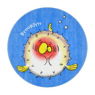 Funny puffer fish porcupine fish cartoon snijplank