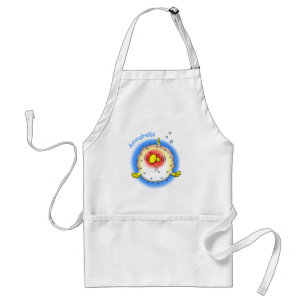 Funny puffer fish porcupine fish cartoon standaard schort