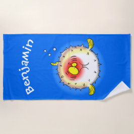 Funny puffer fish porcupine fish cartoon strandlaken