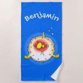 Funny puffer fish porcupine fish cartoon strandlaken